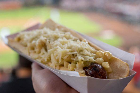 Dbacks Chile Verde Mac and Cheese Hot Dog