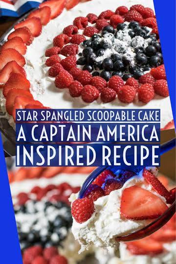 The Star Spangled Scoopable Cake is the perfect dessert for a patriotic or Avengers themed party. Inspired by Captain America it is perfect for the geek in your life! 2geekswhoeat.com #geek #dessert