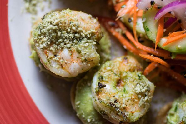 Z'Tejas Shrimp and Guacamole Tostada Bites are the perfect summer appetizer