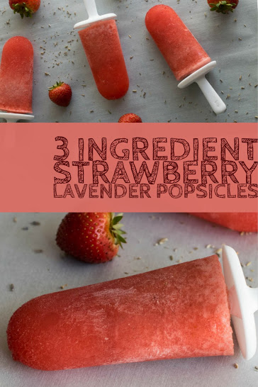 This Strawberry Lavender Popsicle recipe has only 3 ingredients and is simple yet delicious! 2geekswhoeat.com #dessert #popsicles