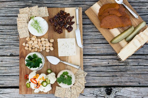 Want to build a beautiful but vegan cheese board? We have some tips for you! 2geekswhoeat.com #cheese #vegan