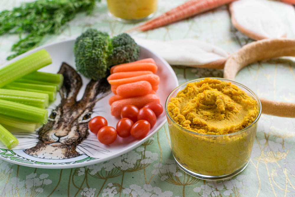 Peter Rabbit | Hummus Recipes | Kid Friendly Recipes | Kids Party Ideas | The Geeks have come up with a new hummus recipe, Curry Carrot Hummus, for the release of Sony Pictures' latest film, Peter Rabbit. 2geekswhoeat.com