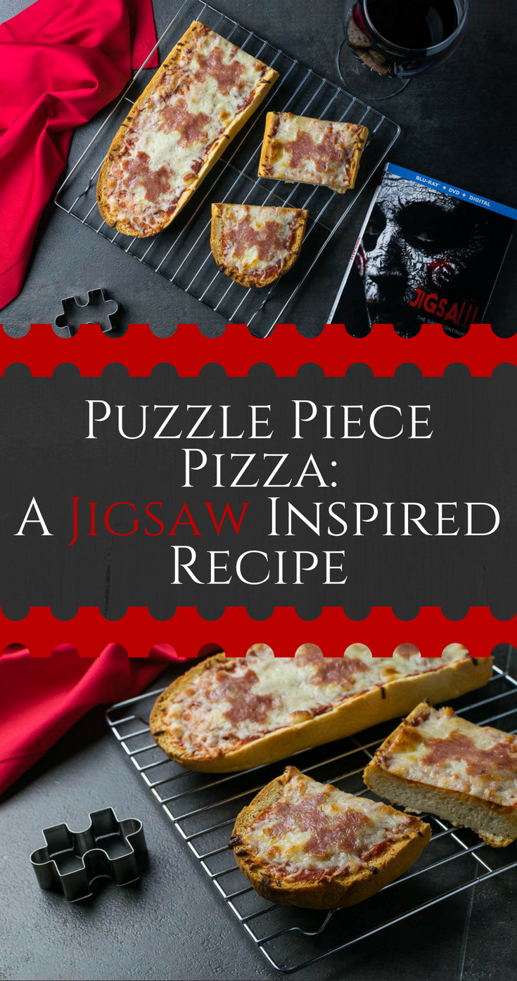 Jigsaw | Horror Movies Recipes | Pizza Recipes | Halloween Party | The Geeks have created their second recipe for the 8th movie in the Saw series, Jigsaw. This time, they have created Puzzle Piece Pizza, a fun way to enjoy the movie's home release. 2geekswhoeat.com