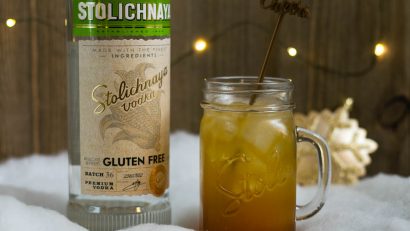 Our gluten free gingerbread cocktail features Stoli Gluten Free and is the perfect way to celebrate the holiday season! 2geekswhoeat.com #Cocktails #GlutenFree