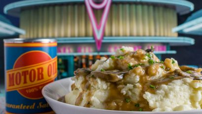 Disney Recipes | Cars 3 | Pixar Recipes | Side Dishes | Get revved up for Cars 3 with Flo's Mashed Potatoes and Motor Oil Mushroom Gravy inspired by the Pixar film! [giveaway] 2geekswhoeat.com