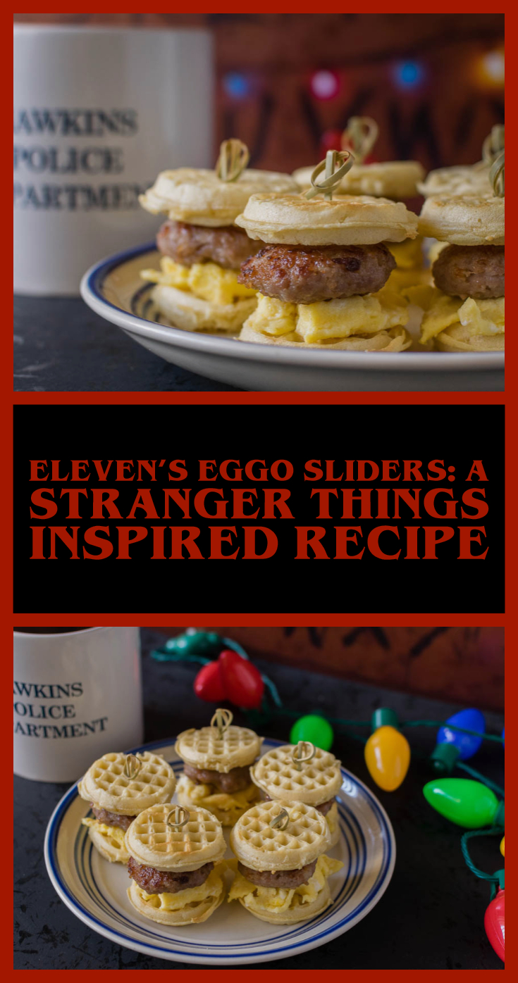 The Geeks have created the recipe for Eleven's Eggo Sliders, perfect for a binge marathon of Stranger Things! 2geekswhoeat.com #Stranger Things #StrangerThingsRecipes #GeekyFood #GeekyRecipes #BreakfastIdeas #BreakfastRecipes