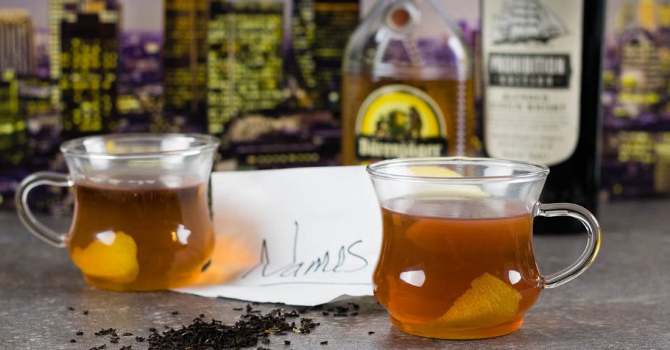 Tea | Cocktail Recipes | Toddy | Movie Recipes | The Geeks have created The Name Drop Toddy, an earl grey toddy inspired by the London setting of the Jackie Chan film, The Foreigner. 2geekswhoeat.com