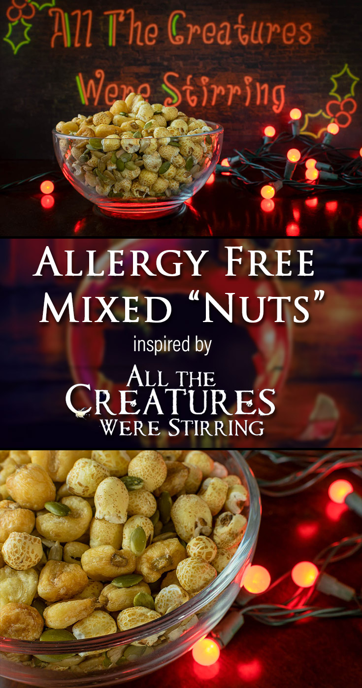 The Geeks have created an Allergy Free "Nut" Mix inspired by the horror film All The Creatures Were Stirring. 2geekswhoeat.com #AllergyFreeSnacks #NutFreeSnacks #MovieInspiredFood #horrorrecipes #HorrorMovies #HorrorRecipes #MovieSnacks #AllergyFree