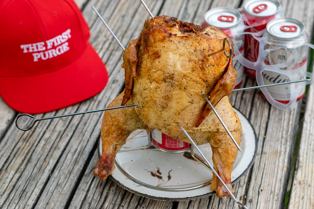 Horror Movie Food | Horror Recipes | Grilling Recipes | Chicken Recipes | Inspired by Blumhouse's latest release The First Purge, The Geeks have created their take on beer can chicken, Beer Butt Chicken. Perfect for summer grilling! 2geekswhoeat.com