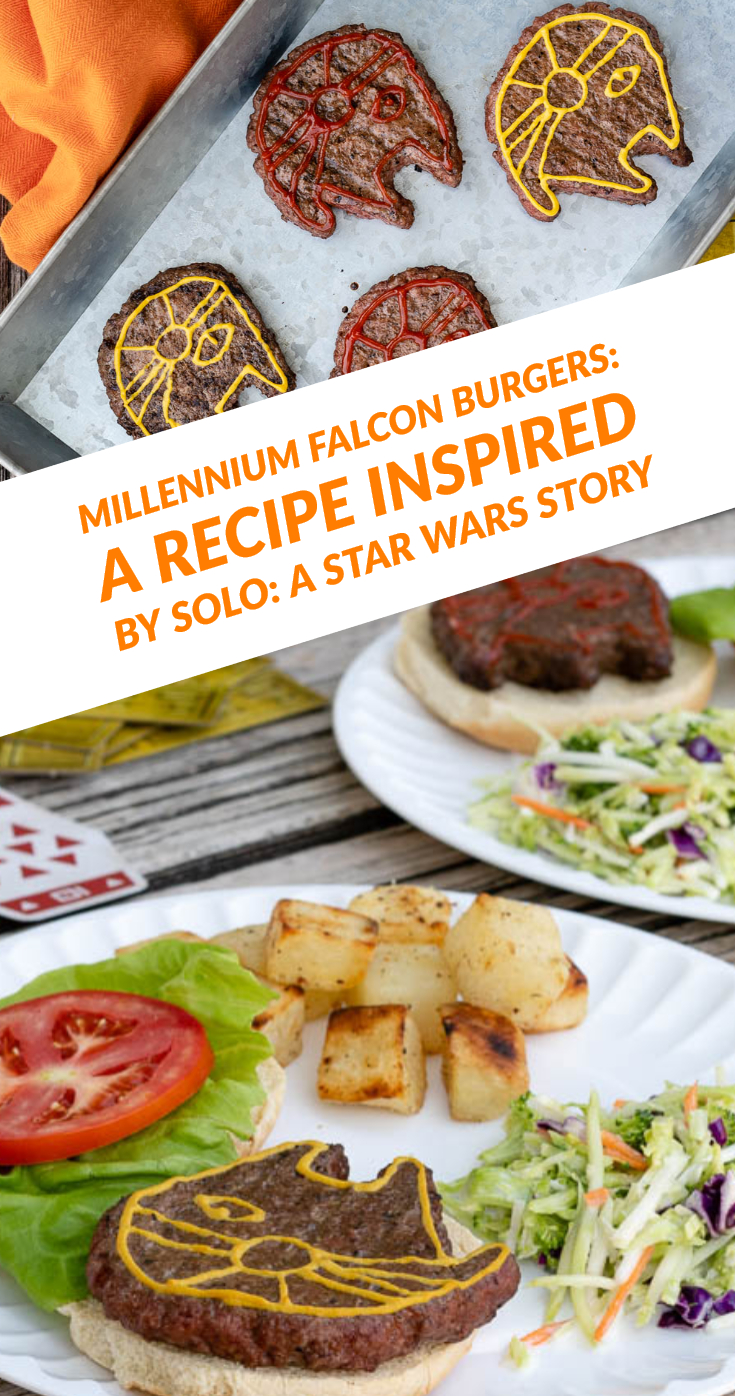 [AD] Looking for a geeky recipe for your Labor Day BBQ? Check out our Millennium Falcon Burgers inspired by Solo: A Star Wars Story! 2geekswhoeat.com #Solo #StarWars #StarWarsRecipes #Burgers #MainDishes #Grilling #LaborDay #BBQ #GeekyFood #GeekyRecipes