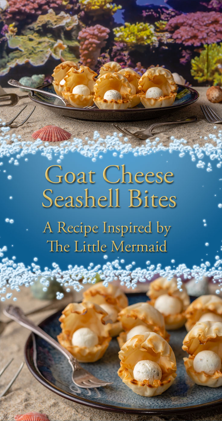 [AD] Disney Recipes | The Little Mermaid | Disney Party Recipes | Princess Party | To celebrate the 30th anniversary of The Little Mermaid, The Geeks have come up with a super easy but cute recipe for Goat Cheese Seashell Bites! This appetizer is sure to please a crowd! 2geekswhoeat.com