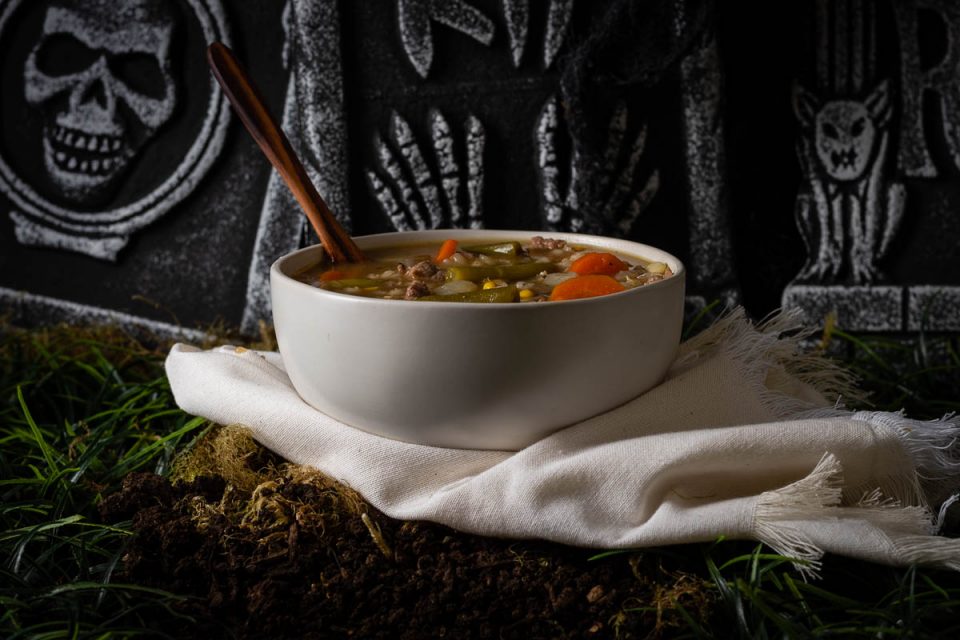 Halloween Recipes | Horror Recipes | Spooky Treats | Inspired by the Scary Stories to Tell in the Dark source material, The Geeks have whipped up a recipe straight from the story, Cemetery Soup, just in time for the Scary Stories movie release! 2geekswhoeat.com