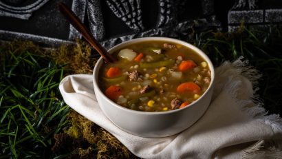 Halloween Recipes | Horror Recipes | Spooky Treats | Inspired by the Scary Stories to Tell in the Dark source material, The Geeks have whipped up a recipe straight from the story, Cemetery Soup, just in time for the Scary Stories movie release! 2geekswhoeat.com