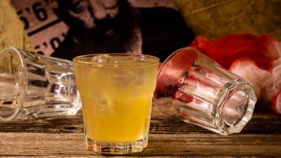 Inspired by Rob Zombie's latest film, 3 From Hell, The Geeks have created a Sotol based cocktail and tribute to Sid Haig called Spaulding's Last Laugh. 2geekswhoeat.com #3FromHell #HorrorMovieRecipes #MovieCocktails #CraftCocktails #SotolRecipes #HorrorMovies #GeekyRecipes