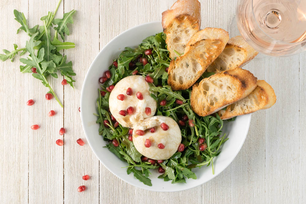 Recipes from the Mill Burrata Salad with Pomegranate Vinaigrette for Two