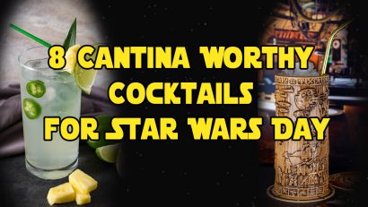 Wish you were at Oga's Cantina? Belly up to your home bar on Star Wars Day with these 8 delicious cantina worthy cocktails, including the Yub Nub and Limesaber, rounded up by The Geeks. 2geekswhoeat.com #StarWars #StarWarsDay #StarWarsRecipes #StarWarsFood #GeekyFood #GeekyRecipes